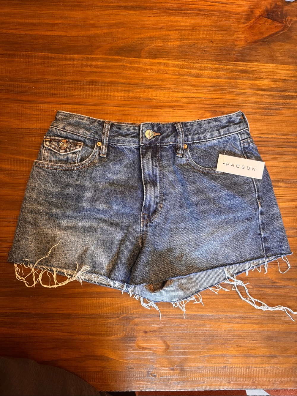 PacSun Blue Distressed High-Rise Denim Cutoff Shorts